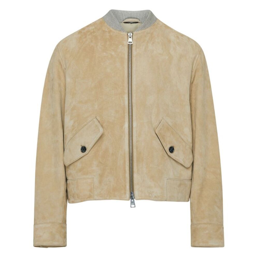 Ami Paris Alexandre Mattiussi Mens Suede Bomber Jacket XL Champagne - NWT $1955